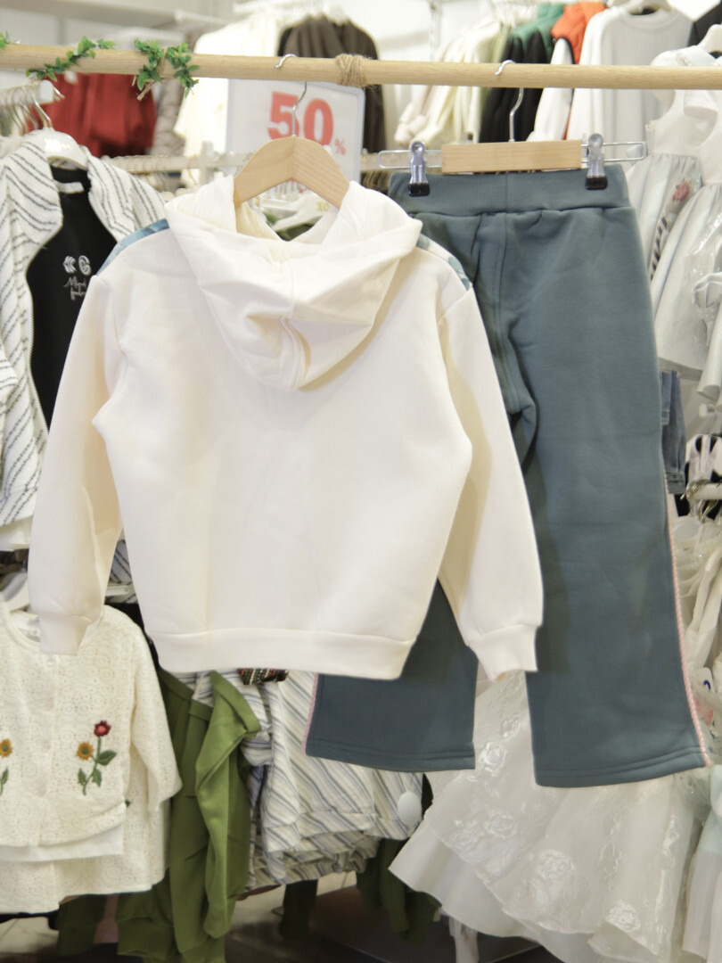 Kız Çocuk Eşofman Takım 4-8 Yaş 7221 Ekru - Yeşil - 5