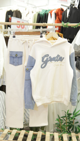 Kız Çocuk Eşofman Takım 10-16 Yaş 7430 Ekru - 8