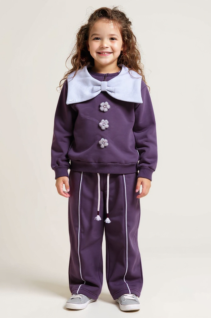 Kız Çocuk Eşofman Takım 4-8 Yaş 7224 Bordo - 1