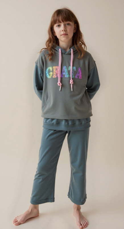 Kız Çocuk Eşofman Takım 10-16 Yaş 7428 Haki - GRATA