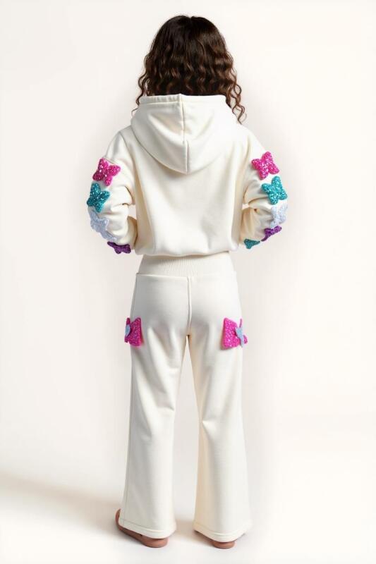 Kız Çocuk Eşofman Takım 10-16 Yaş 7431 Ekru - 2