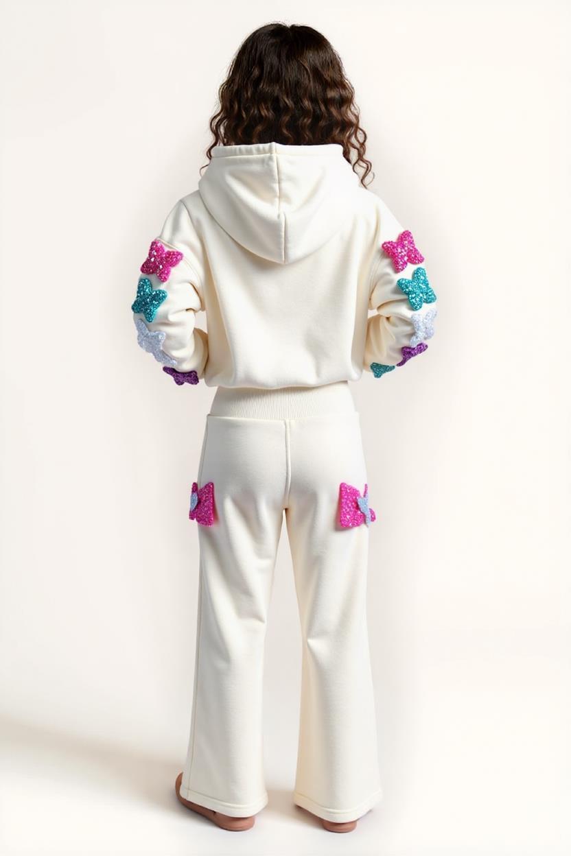 Kız Çocuk Eşofman Takım 10-16 Yaş 7431 Ekru - 2