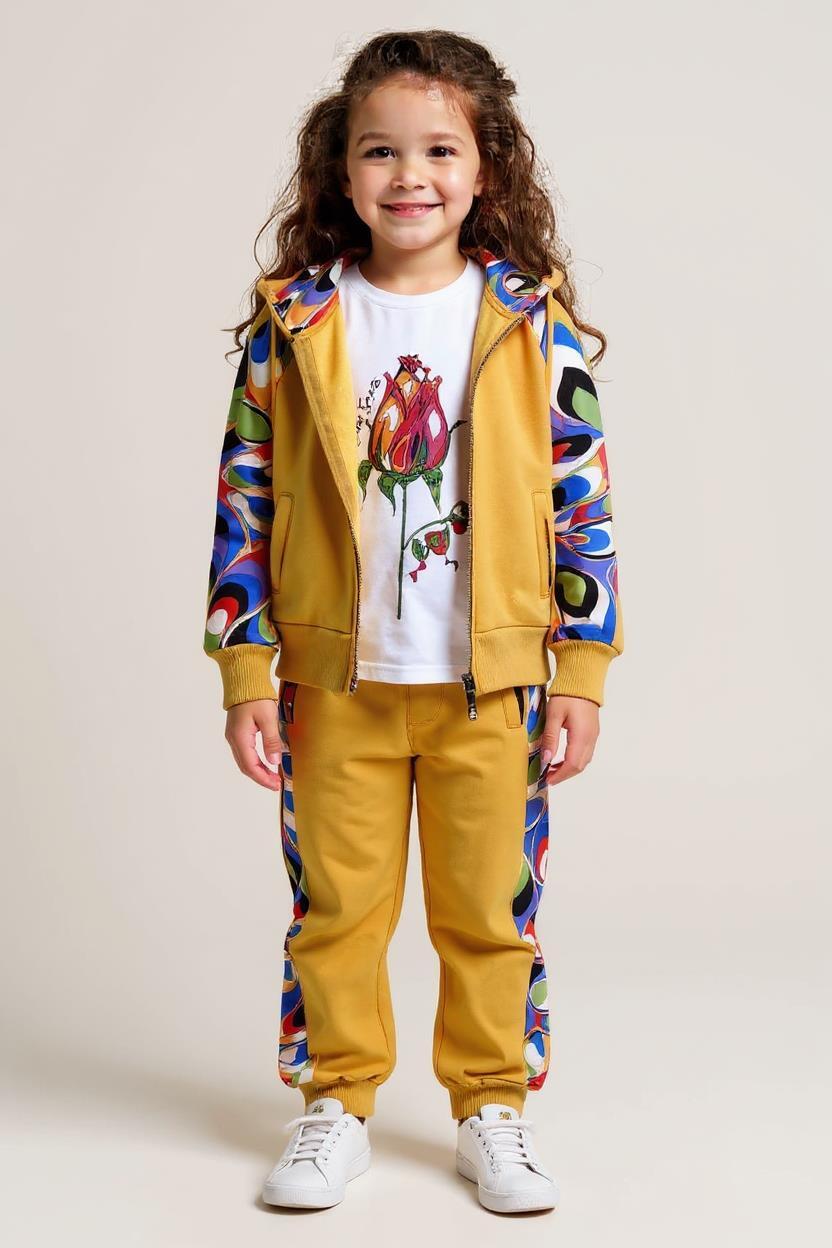 Kız Çocuk Eşofman Takım 6-14 Yaş 7437 Hardal - 1