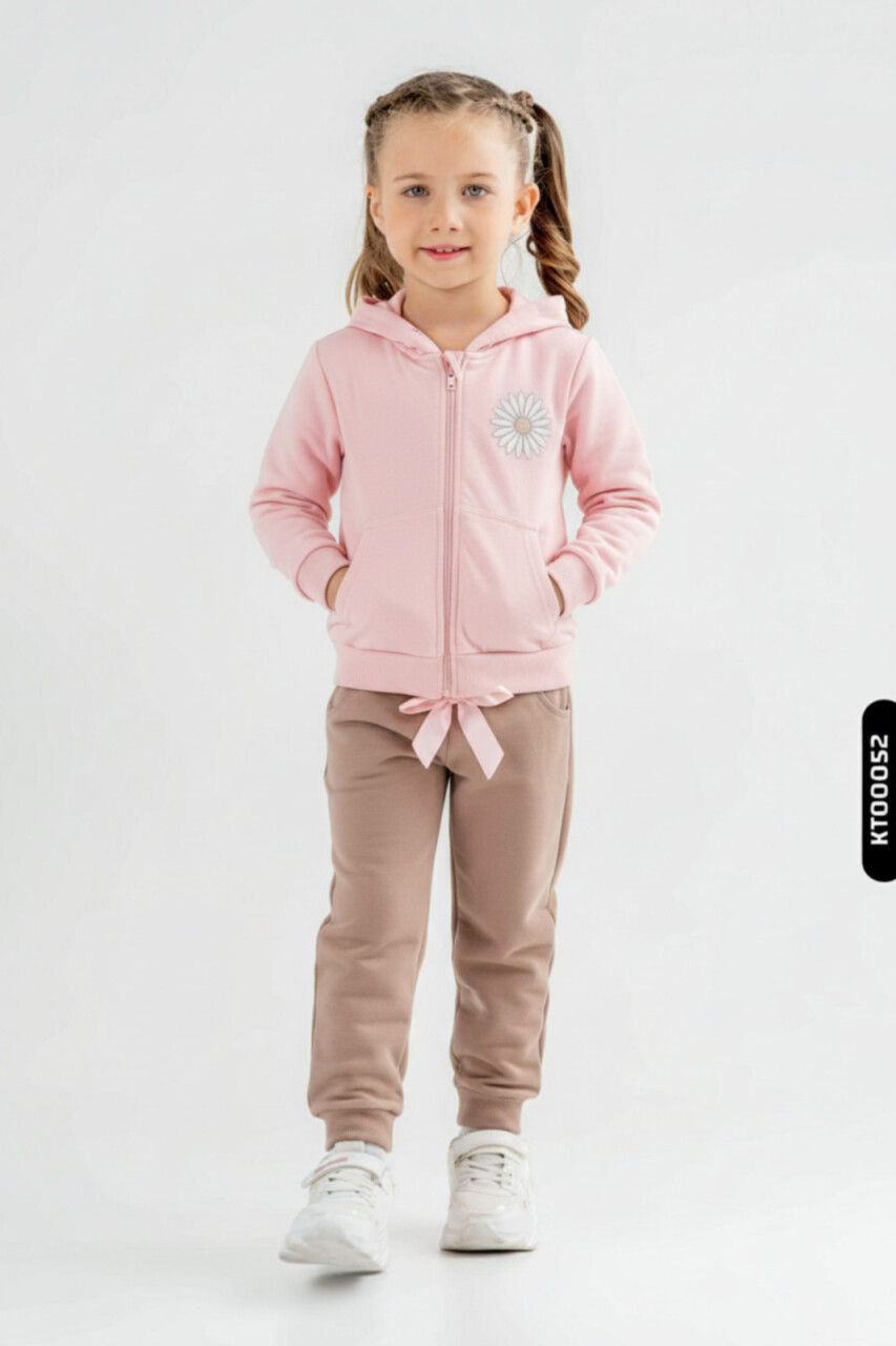 Kız Çocuk Eşofman Takım 4-8 Yaş 19501 Pudra - Kahverengi - 1
