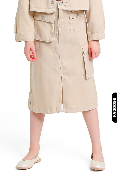 Kız Çocuk Etek 5-14 Yaş 2474 Taş Rengi - 1