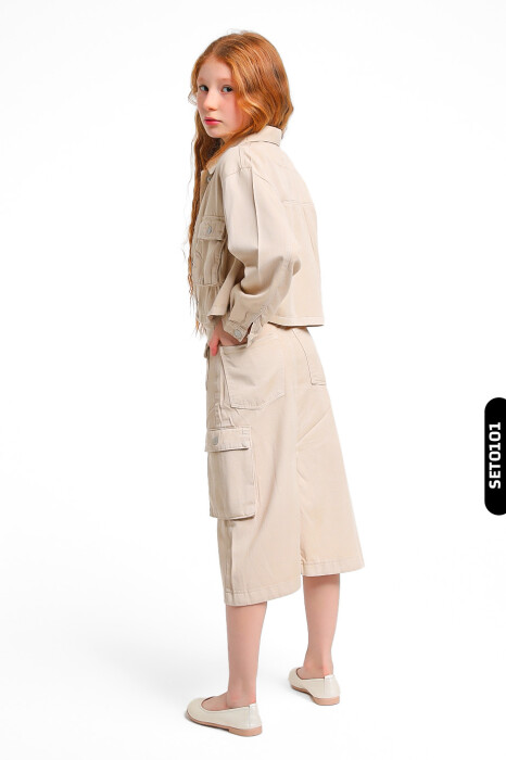 Kız Çocuk Etek 5-14 Yaş 2474 Taş Rengi - 4