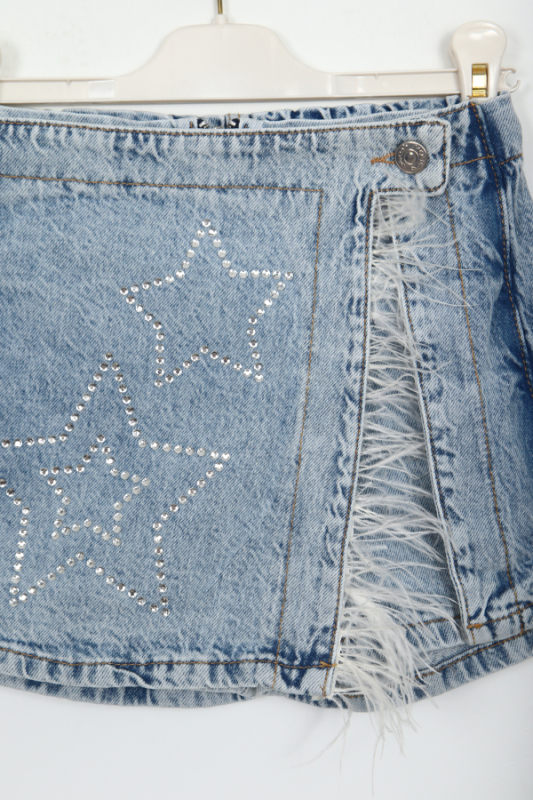 Kız Çocuk Şort Etek 4-8 Yaş 25188 Mavi - 2