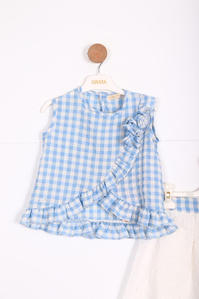 Kız Çocuk Etek Takım 1-5 Yaş 9067 Mavi - 3