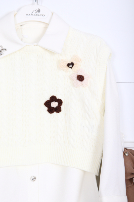 Kız Çocuk Etek Takım 3-7 Yaş 30041 Ekru - 4