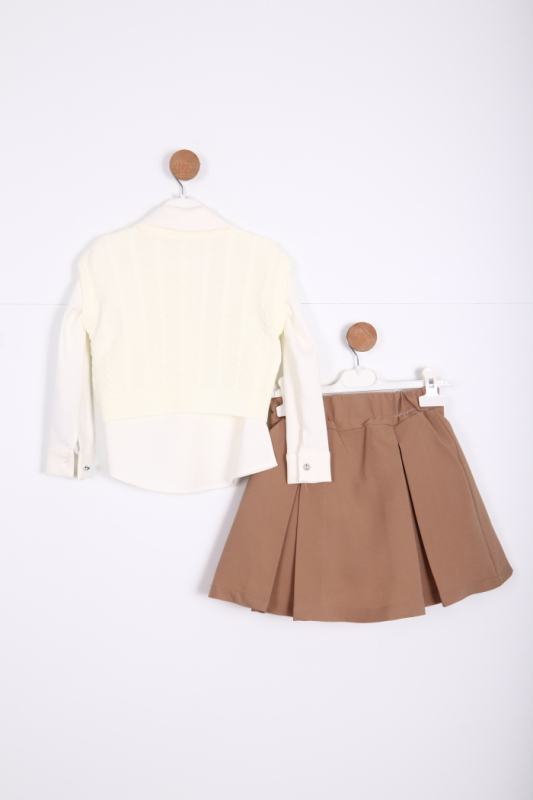 Kız Çocuk Etek Takım 3-7 Yaş 30041 Ekru - 5