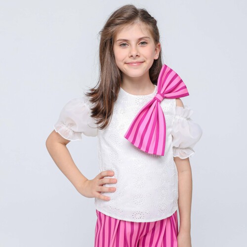 Kız Etek Takım 6-14 Yaş 6445 Beyaz - Pembe - 8