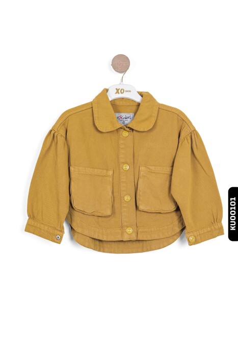 Sivri Yakalı Çift Cepli Çıt Çıt Kaplamalı Kız Çocuk Gömlek 5-14 Yaş 24216 Fıstık Yeşil - 2