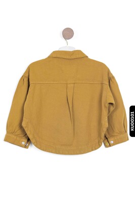 Sivri Yakalı Çift Cepli Çıt Çıt Kaplamalı Kız Çocuk Gömlek 5-14 Yaş 24216 Fıstık Yeşil - 3