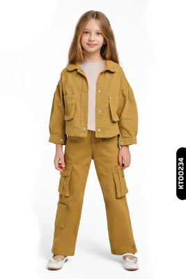 Sivri Yakalı Çift Cepli Çıt Çıt Kaplamalı Kız Çocuk Gömlek 5-14 Yaş 24216 Fıstık Yeşil - 5