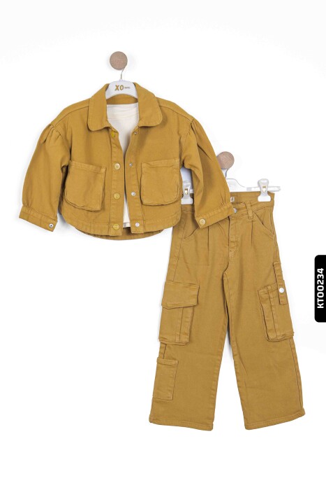 Sivri Yakalı Çift Cepli Çıt Çıt Kaplamalı Kız Çocuk Gömlek 5-14 Yaş 24216 Fıstık Yeşil - 6