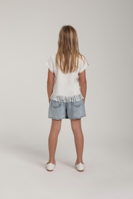 Kız Çocuk Gömlek 4-8 Yaş 25146 Beyaz - 5