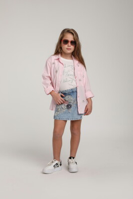 Kız Çocuk Gömlek 4-8 Yaş 2521 Pembe - 2