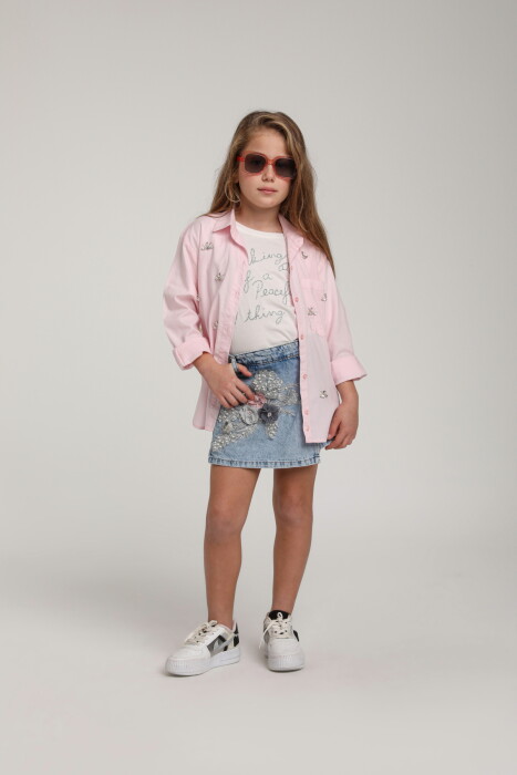 Kız Çocuk Gömlek 4-8 Yaş 2521 Pembe - 2