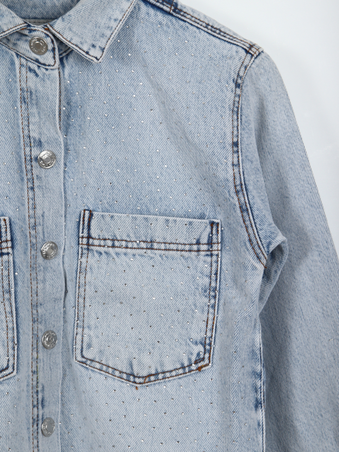 Kız Çocuk Gömlek 9-13 Yaş 25206 Mavi - 3