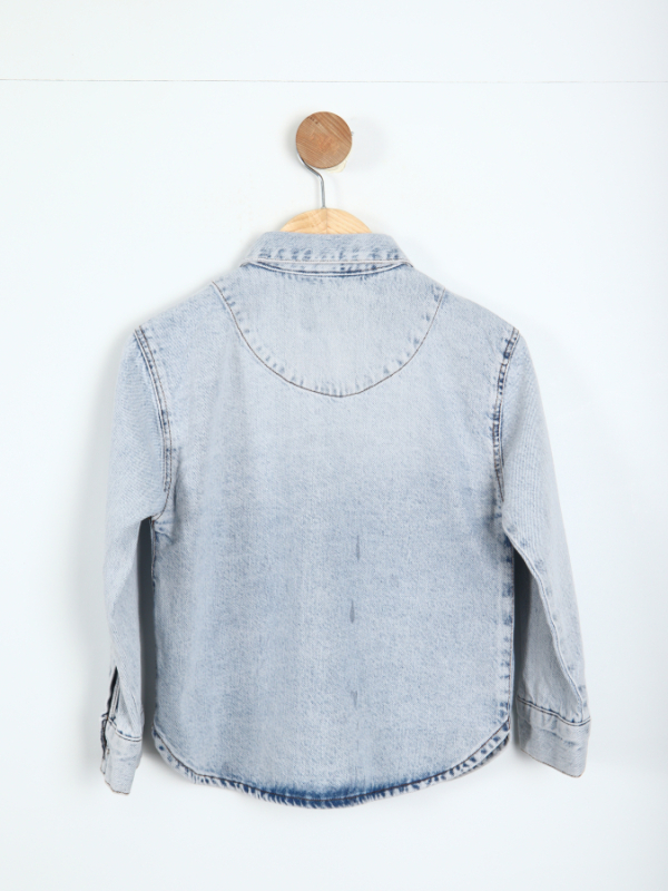 Kız Çocuk Gömlek 9-13 Yaş 25206 Mavi - 4