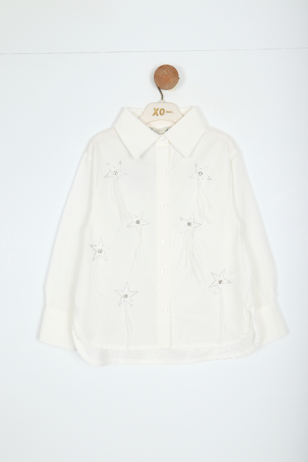 Kız Çocuk Gömlek 5-9 Yaş 36023 Beyaz - 1