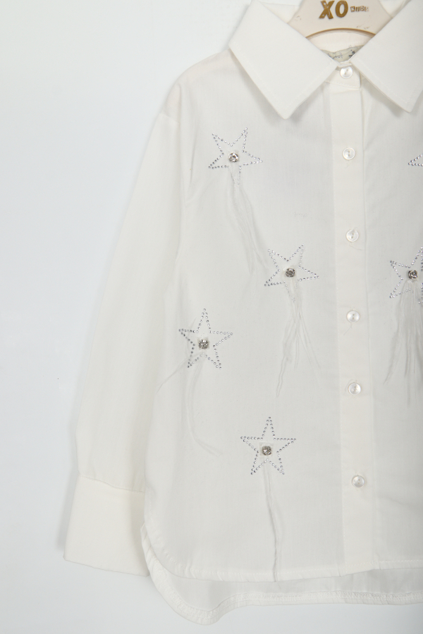 Kız Çocuk Gömlek 5-9 Yaş 36023 Beyaz - 2