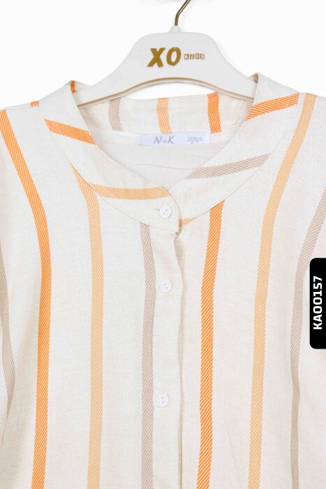 Kız Çocuk Gömlek 8-14 Yaş 36347 Ekru - 5