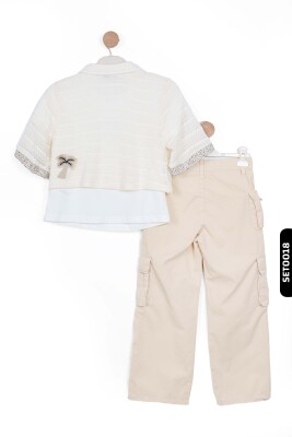 Kız Çocuk Gömlek 8-14 Yaş 36395 Krem - 5