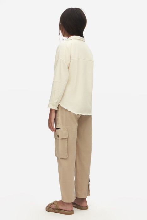 Kız Çocuk Gömlek 8-14 Yaş 38321 Krem - 3