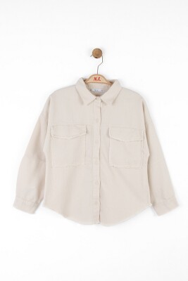 Kız Çocuk Gömlek 8-14 Yaş 38321 Krem - 4