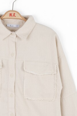 Kız Çocuk Gömlek 8-14 Yaş 38321 Krem - 5