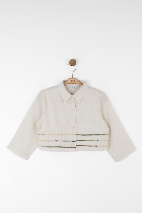 Kız Çocuk Gömlek 8-14 Yaş 38316 Krem - 1