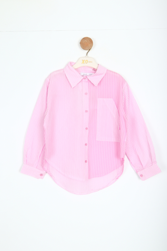 Kız Çocuk Gömlek 4-8 Yaş 38559 Pembe 