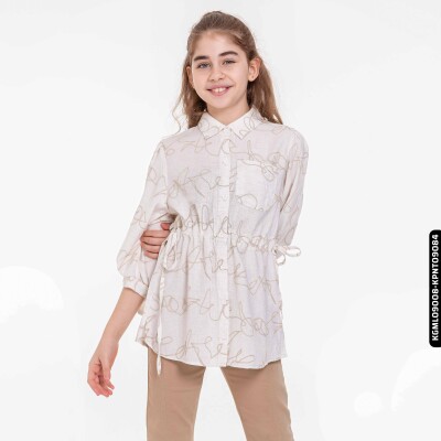 Kız Gömlek 5-14 Yaş 808 Kgml09008 Ekru - 8