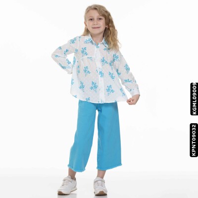 Kız Gömlek 5-14 Yaş 812 Kgml09009 Mavi - xo kids