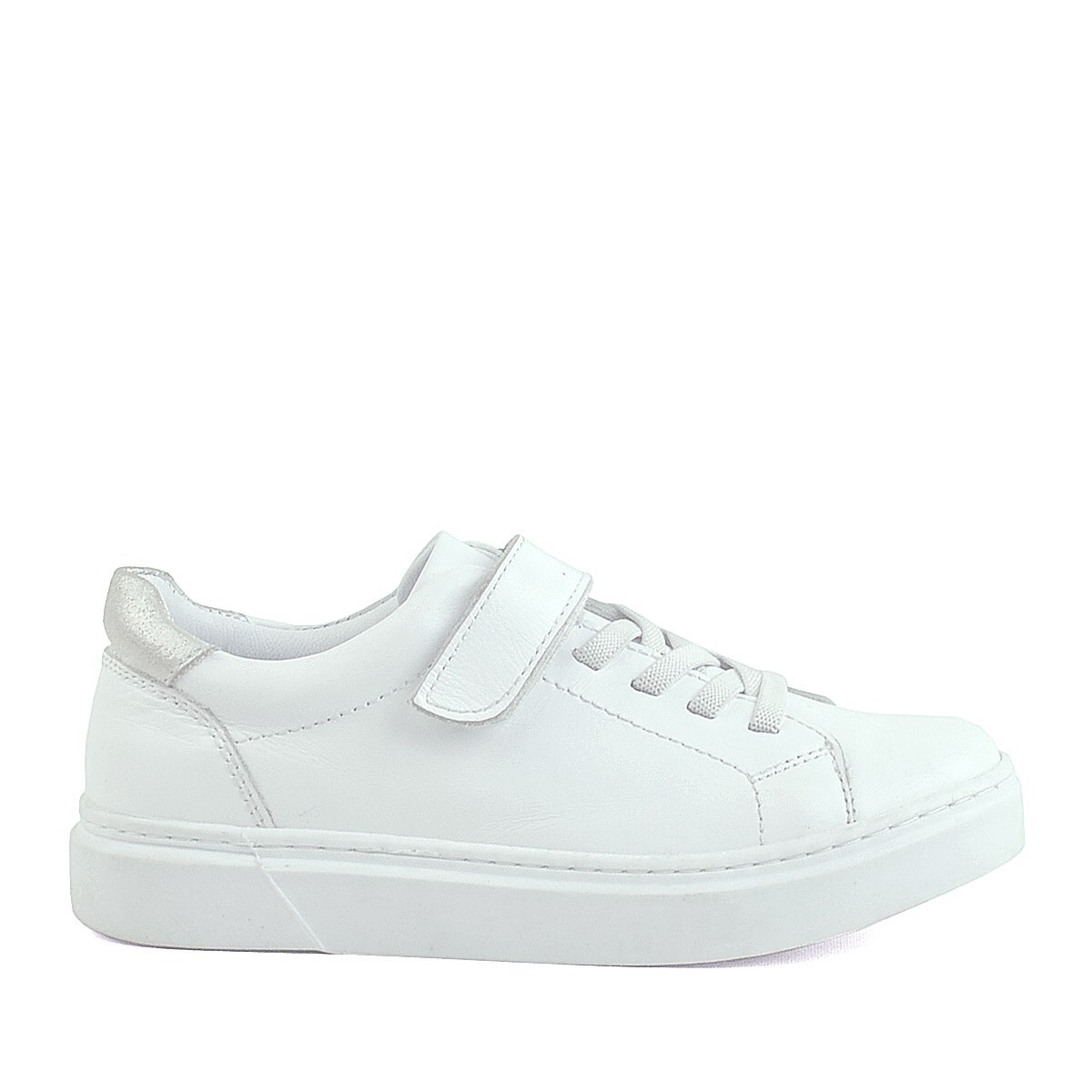 Rakerplus Hakiki Deri Beyaz Cırtlı Bağcıklı Kız Çocuk Sneakers - 2
