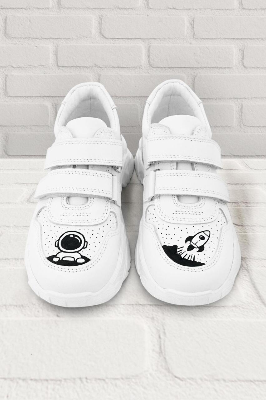 Rakerplus Tbons Özel Tasarım Hakiki Deri Beyaz Kız Çocuk Sneakers Ayakkabı - 1