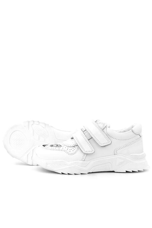 Rakerplus Tbons Özel Tasarım Hakiki Deri Beyaz Kız Çocuk Sneakers Ayakkabı - 7