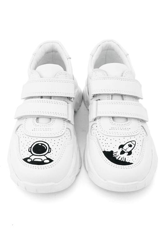 Rakerplus Tbons Özel Tasarım Hakiki Deri Beyaz Kız Çocuk Sneakers Ayakkabı - 9