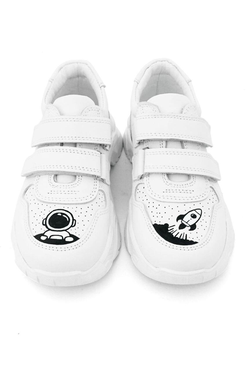 Rakerplus Tbons Özel Tasarım Hakiki Deri Beyaz Kız Çocuk Sneakers Ayakkabı - 9