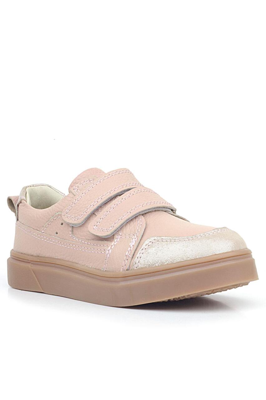Rakerplus Pudra Simli Hakiki Deri Cırtlı Kız Çocuk Sneaker Ayakkabı - 1
