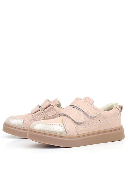 Rakerplus Pudra Simli Hakiki Deri Cırtlı Kız Çocuk Sneaker Ayakkabı - 3