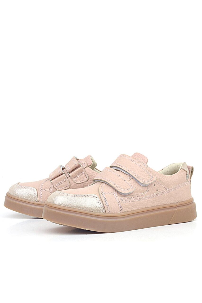 Rakerplus Pudra Simli Hakiki Deri Cırtlı Kız Çocuk Sneaker Ayakkabı - 3