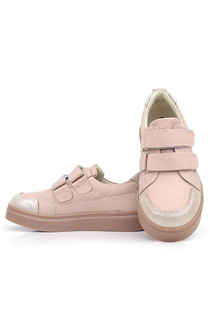 Rakerplus Pudra Simli Hakiki Deri Cırtlı Kız Çocuk Sneaker Ayakkabı - 5