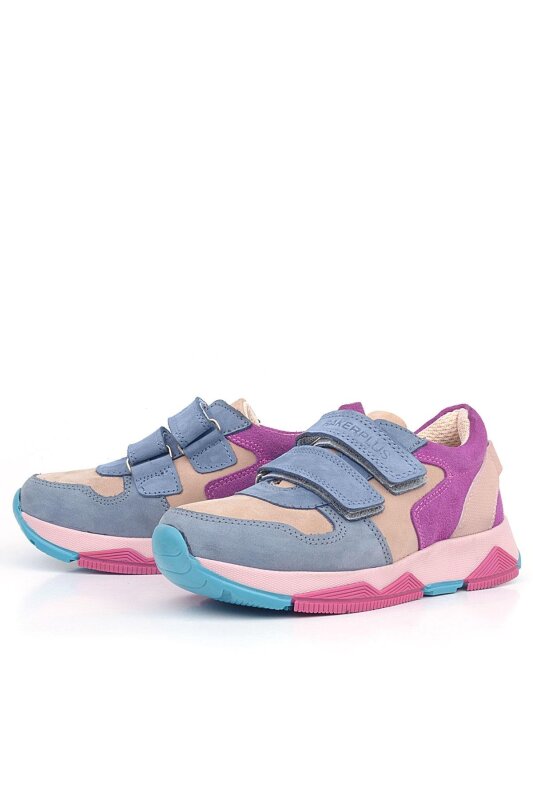 Rakerplus Hakiki Deri Pudra Mavi Fuşya Çocuk Sneakers Spor Ayakkabı - 4