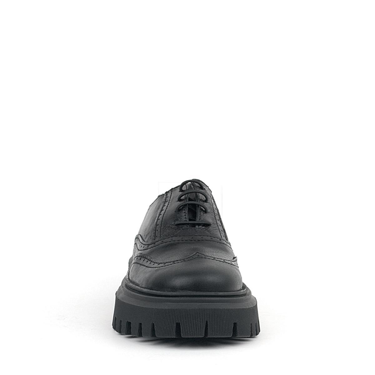 Rakerplus Siyah Kırışık Rugan Hakiki Deri Bağcıklı Oxford Günlük Ayakkabı - 3