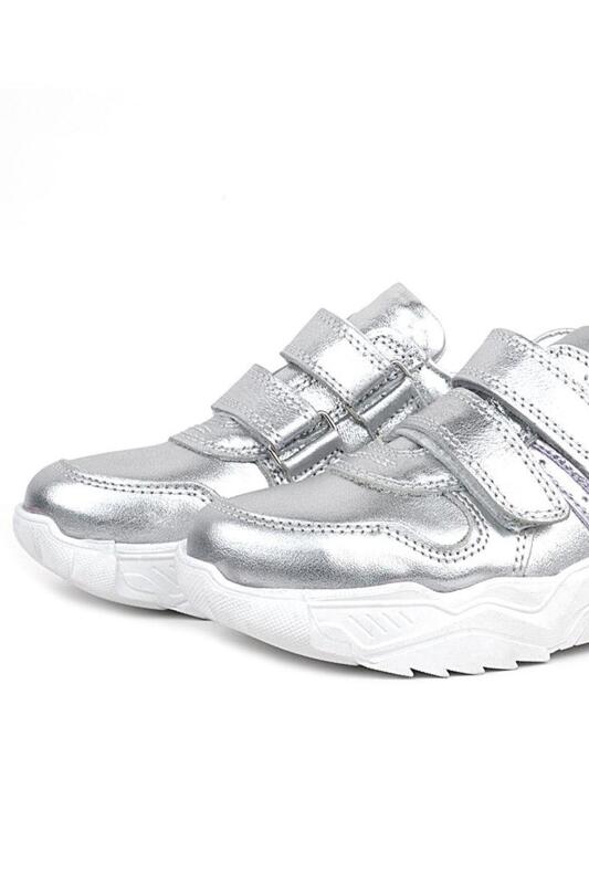 Rakerplus Hakiki Deri Gümüş Beyaz Tabanlı Kız Çocuk Sneakers Ayakkabı - 5