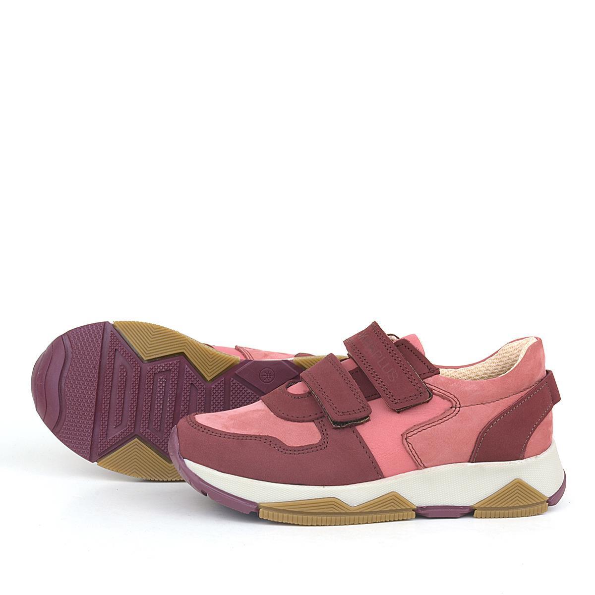 Rakerplus Hakiki Deri Bordo Pembe Kız Çocuk Sneakers Spor Ayakkabı - 5