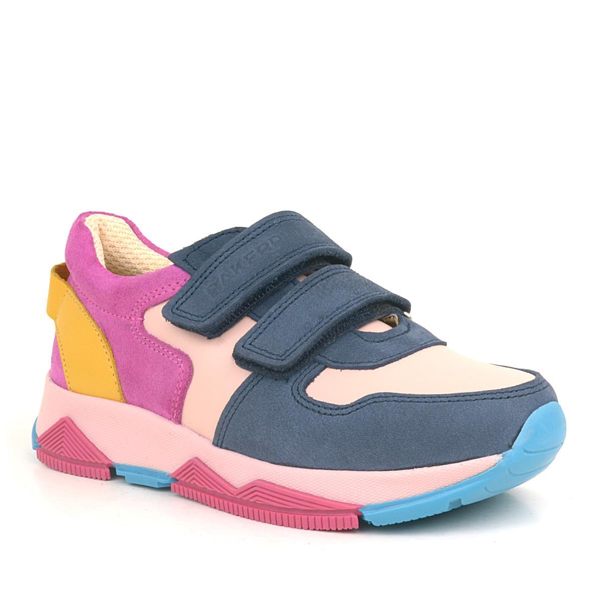 Rakerplus Hakiki Deri Lacivert Pembe Çocuk Sneakers Spor Ayakkabı - 1