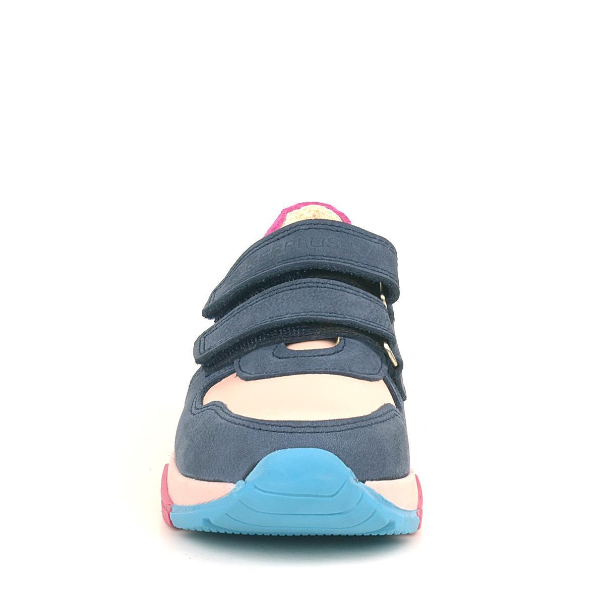 Rakerplus Hakiki Deri Lacivert Pembe Çocuk Sneakers Spor Ayakkabı - 3